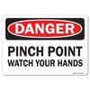 Signmission OSHA Danger Decal, Pinch Point Watch Your Hands, 10in X 7in Decal, 7" W, 10" L, Landscape OS-DS-D-710-L-19465